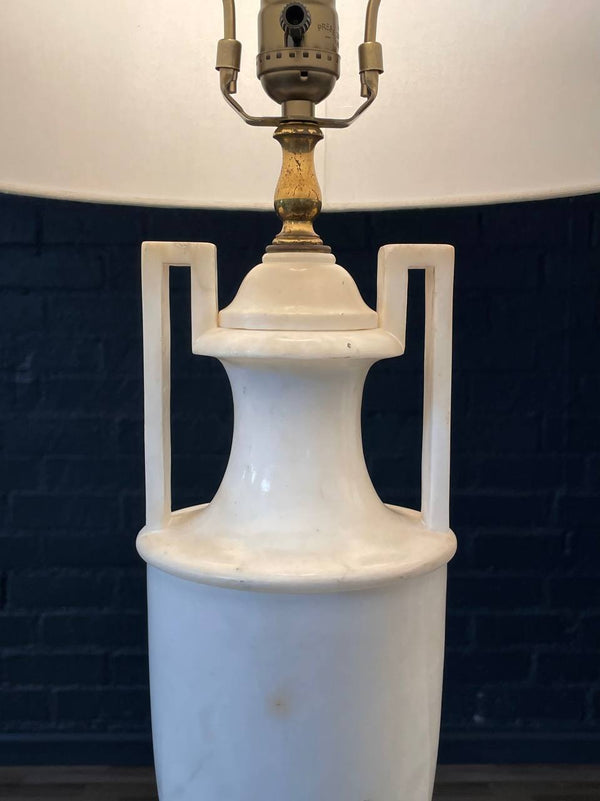 Pair of Italian Neoclassical Urn Style Alabaster Table Lamps, c.1940’s