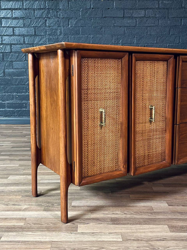 Mid-Century Modern Floating Top Walnut Dresser w/ Cane Doors, c.1960’s