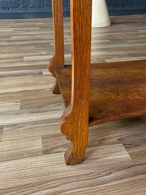 Pair of French Art Deco Style Oak Night Stands with Marble Tops, c.1940’s