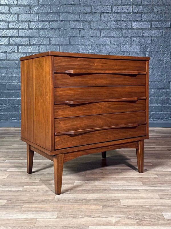 Mid-Century Modern Sculpted Walnut 3-Drawer Dresser, c.1960’s