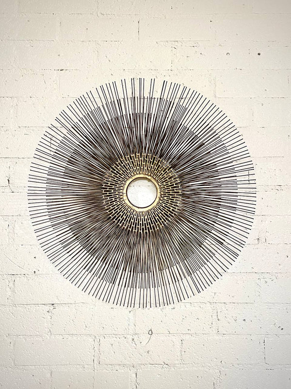 Mid-Century Modern Brutalist Sunburst Wall Sculpture by William Friedle, c.1970s