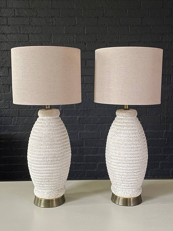 Pair of Mid-Century Modern Gesso & Brass Accent Table Lamps, c.1960’s