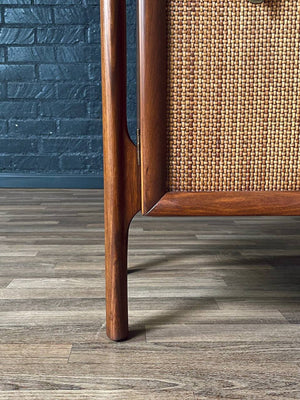 Mid-Century Modern Floating Top Walnut Dresser w/ Cane Doors, c.1960’s