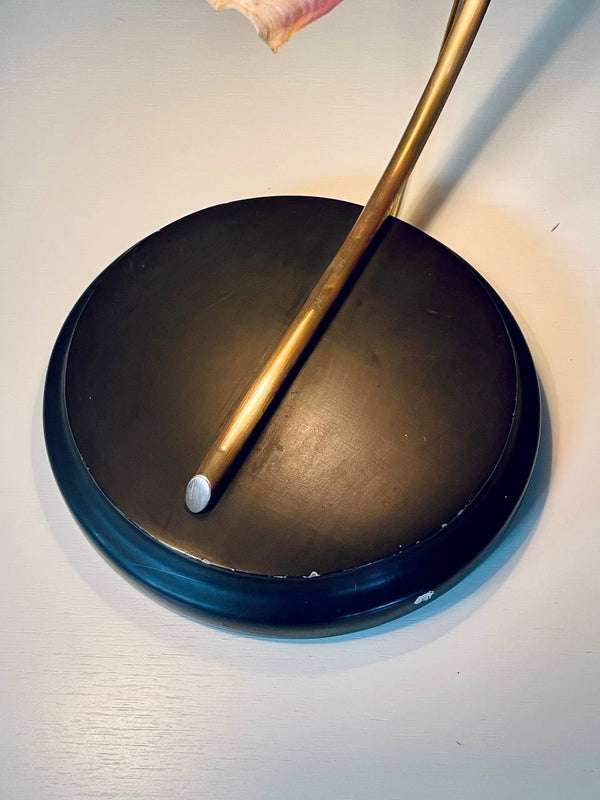 Hollywood Regency Brass Arch Table Lamp w/ Authentic Seashell Shades, c.1970’s