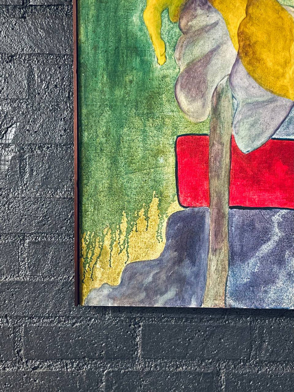 Seated Woman in Red Chair – Modernist Expressionist Painting by Jūratė, c.1975