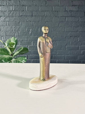 Egyptian Style Brass & Marble Figurative Sculpture