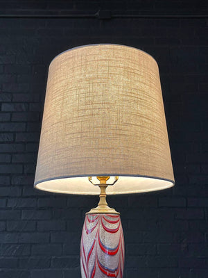 Mid Century Modern Italian Murano Glass Table Lamp with Decoration & Brass Base, c.1970's