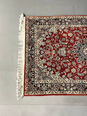 Vintage Persian Hand-Knotted Wool Floral Medallion Area Rug, c.1960's