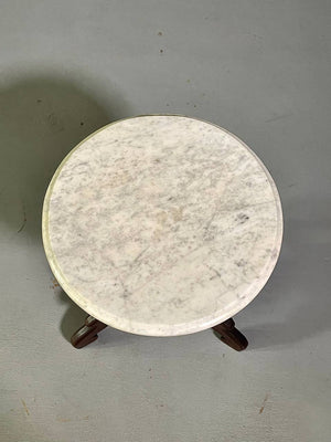 Antique Victorian Eastlake Walnut & White Marble Parlor Table, c.1900's