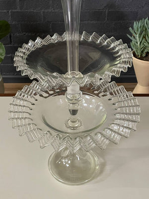 Antique Victorian Ruffled Art Glass Centerpiece, c.1920’s