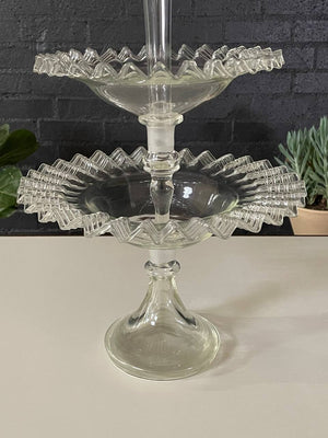 Antique Victorian Ruffled Art Glass Centerpiece, c.1920’s