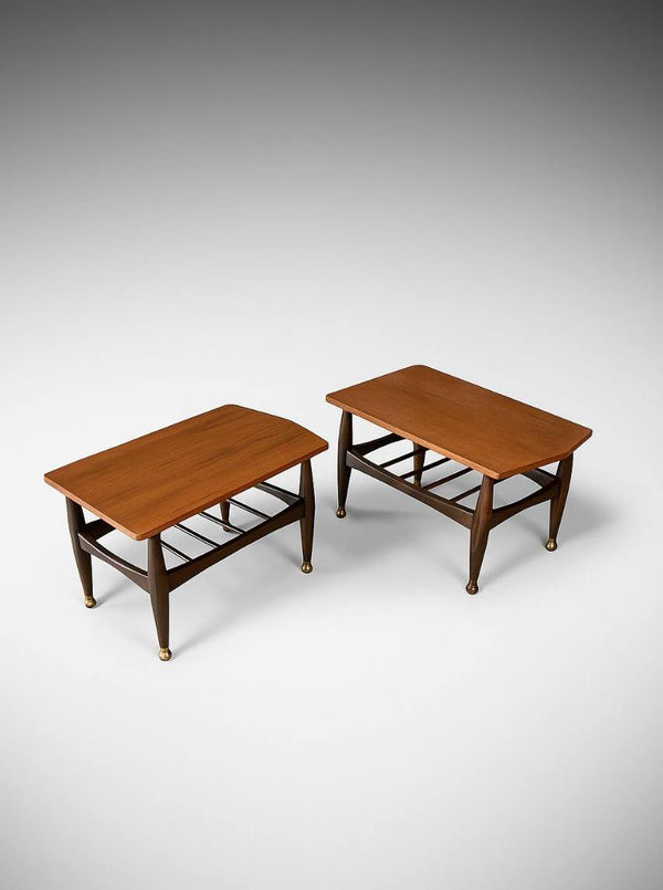 Pair of Mid-Century Modern Side Tables w/ Magazine Shelves, c.1960’s