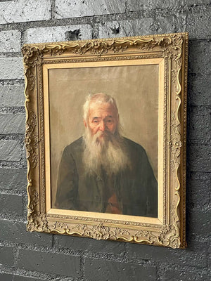 Antique California Portrait Oil Painting of Old Man by Wanda Neumann, c.1920’s