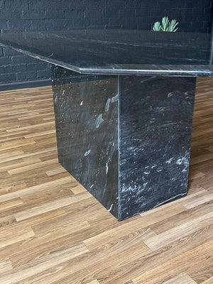 Italian Vintage Post Modern Black Marble Dining Table, c.1970’s