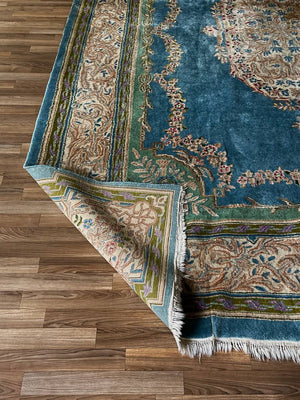 Large Vintage Hand Woven Blue Wool Persian Rug, c.1970’s