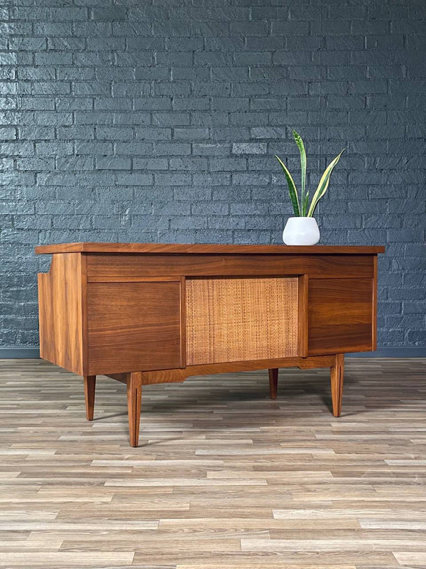 Mid-Century Modern Walnut & Cane Desk by Hooker, c.1960’s