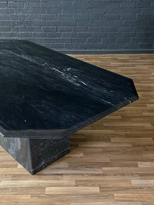 Italian Vintage Post Modern Black Marble Dining Table, c.1970’s