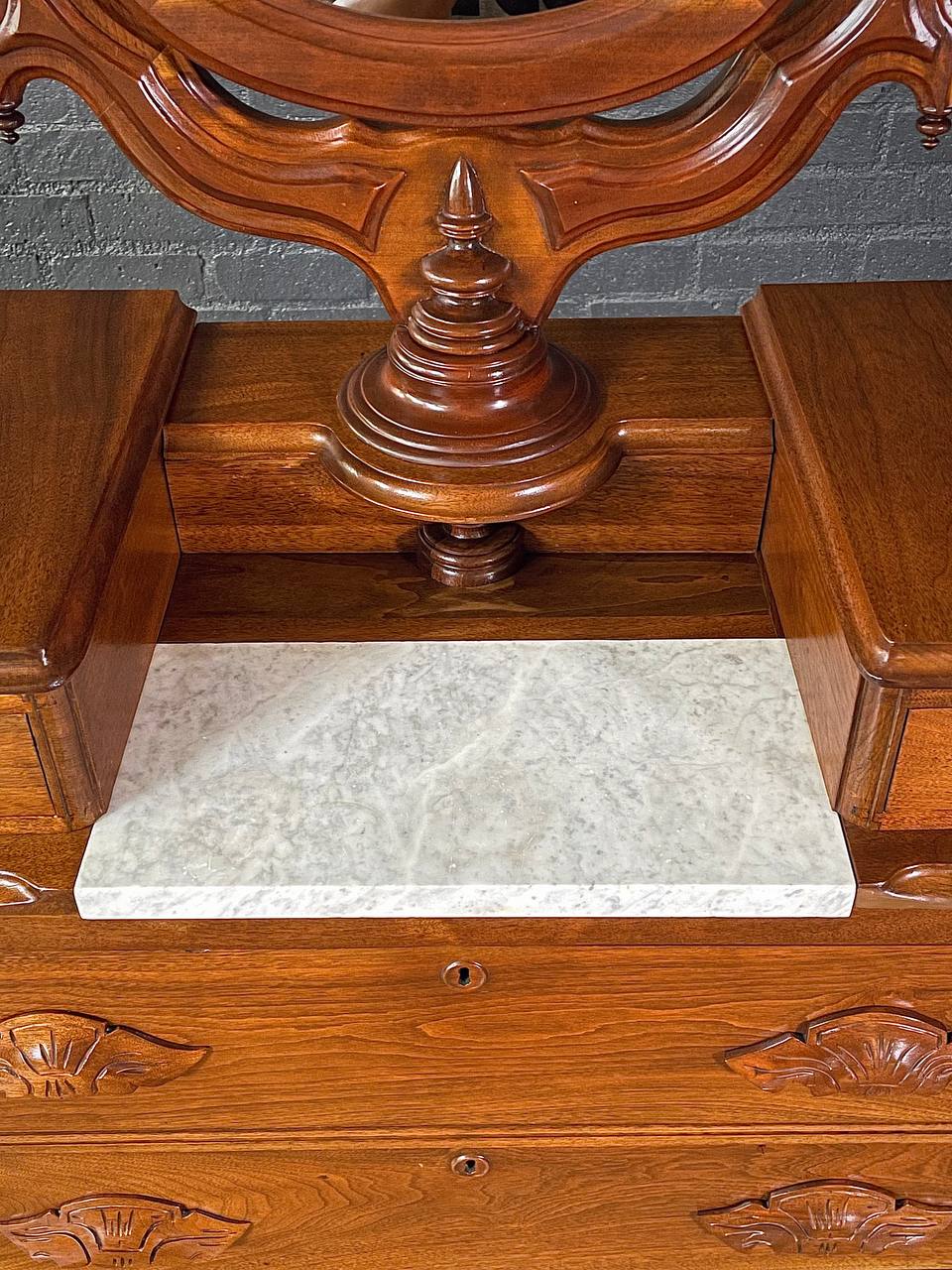 Antique Victorian Eastlake Marble-Top Dresser with Swivel Mirror, c.19 – Vintage Supply Antique Victorian Eastlake Marble-Top Dresser with Swivel Mirror, c.19 – Vintage Supply