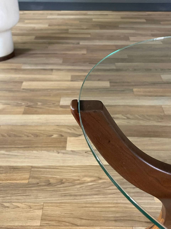 Pair of Mid-Century Modern Sculpted Walnut & Glass Side Tables, c.1960’s