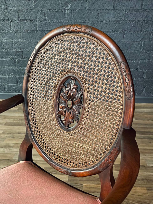 Victorian Renaissance Revival Carved Mahogany Armchair w/ Caned Oval Back, c.1950’s