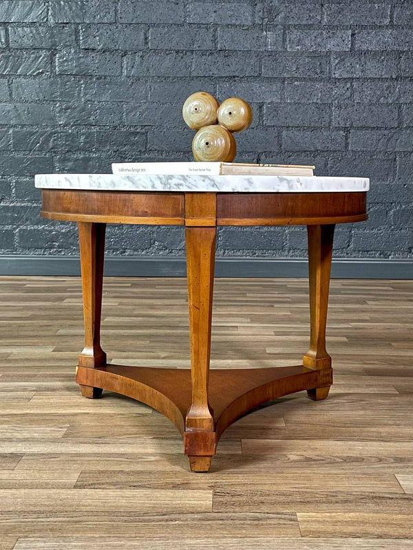 Mid-Century Carrera Marble & Walnut Side Table, c.1960’s