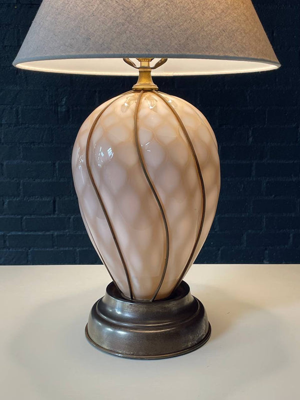 Mid-Century Modern Italian Murano Glass & Brass Table Lamp by Marbro, c.1960’s