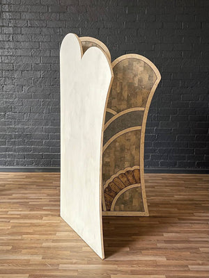 Art Deco Style Inlaid Stone Room Divider Folding Screen