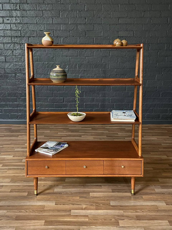 Mid-Century Modern 4-Tier Sculpted Walnut Bookshelf, c.1960’s