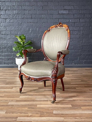 Victorian Rococo Revival Carved Walnut Armchair, c.1940’s