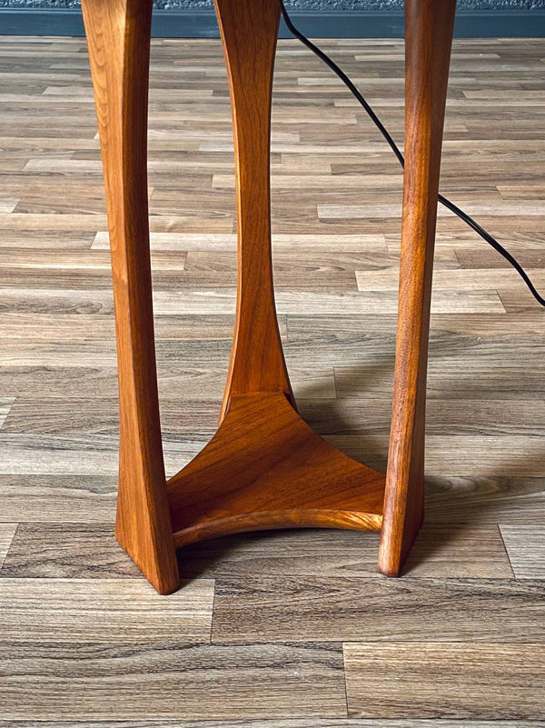 Mid-Century Sculpted Walnut Floor Lamp w/ Side Table, c.1960’s