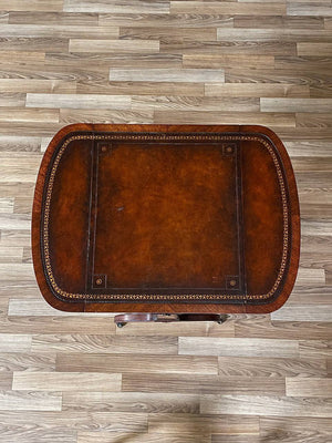 Traditional Duncan-Phyfe Drop-Leaf End Table with Tooled Leather Top, c.1930’s