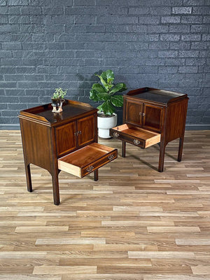 Pair of Vintage Colonial Revival Style Mahogany Night Stands by Drexel, c.1950’s
