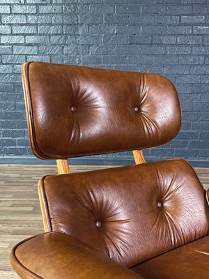 Mid-Century Modern Eames Style Oak Lounge Chair w/ Ottoman, c.1970’s