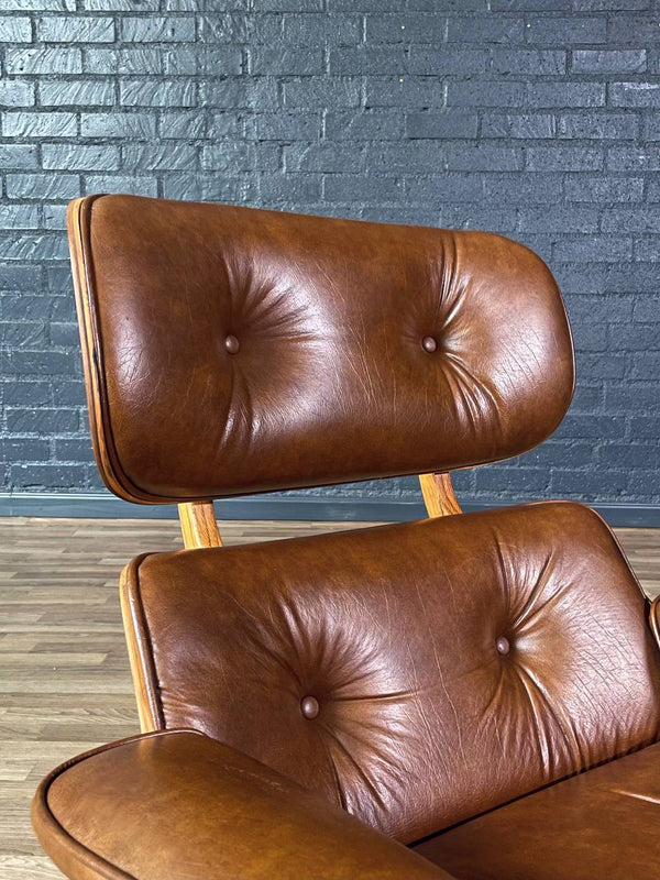 Mid-Century Modern Eames Style Oak Lounge Chair w/ Ottoman, c.1970’s