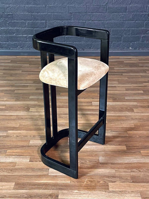 Set of 4 Vintage Post Modern Black Lacquered Bar Stools, c.1980s