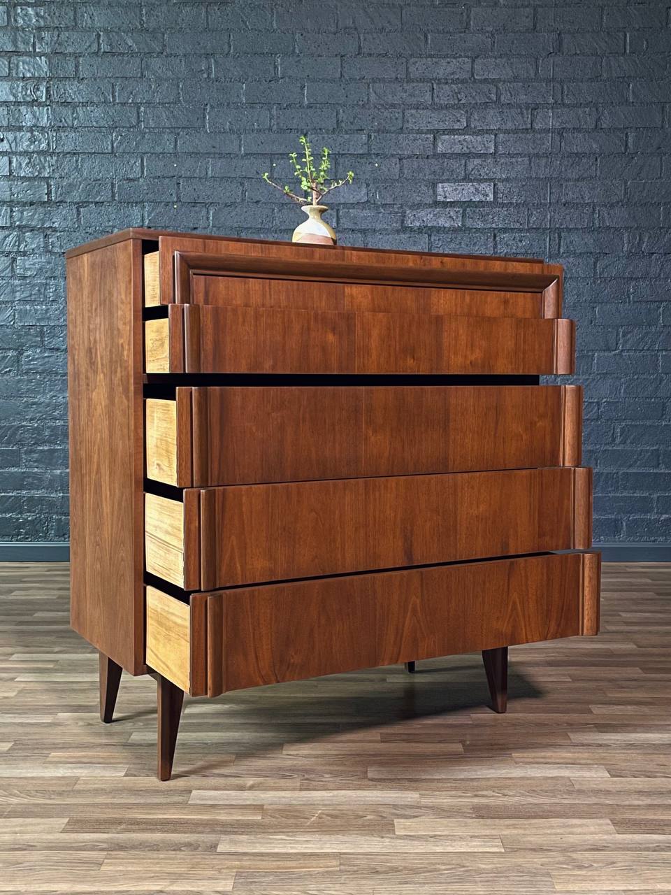 mid century modern tallboy dresser Mid-Century Modern Walnut Highboy Dresser by Basic Witz, c.1960's – Vintage Supply