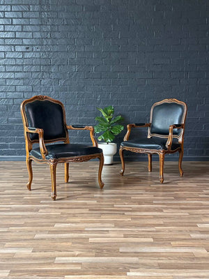 Pair of French Louis XV-Style Carved Beech Armchairs by Chateau d’Ax