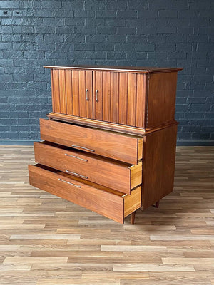 Mid-Century Modern Walnut Highboy Dresser by Young Manufacturer, c.1960’s