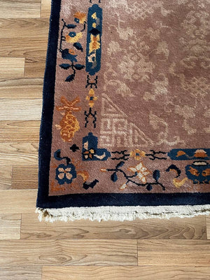 Antique Chinese Peking Art Deco Rug – Hand-Knotted Wool w/ Floral & Symbolic Motifs, c.1920’s