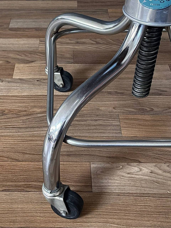Mid-Century Industrial Chrome Adjustable Drafting Stool by Pedigo, c.1960’s