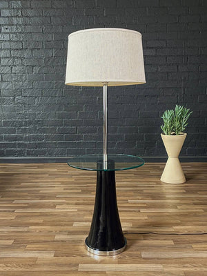 Vintage Post Modern Floor Lamp w/ Glass Side Table, c.1970’s