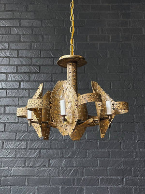 Mid-Century Modern Brutalist Chandelier by Tom Greene for Feldman, c.1960’s