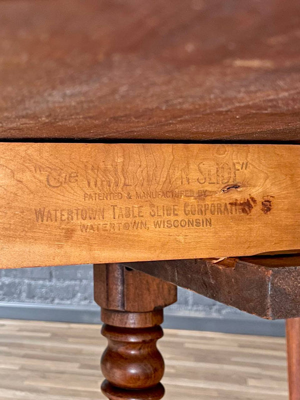 Antique American Farmhouse Maple Drop-Leaf Extension Dining Table w/ Turned Legs, c.1920’s