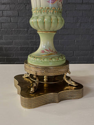 Pair of Vintage Pair of Green Porcelain Urn Shape Table Lamps, c.1960’s