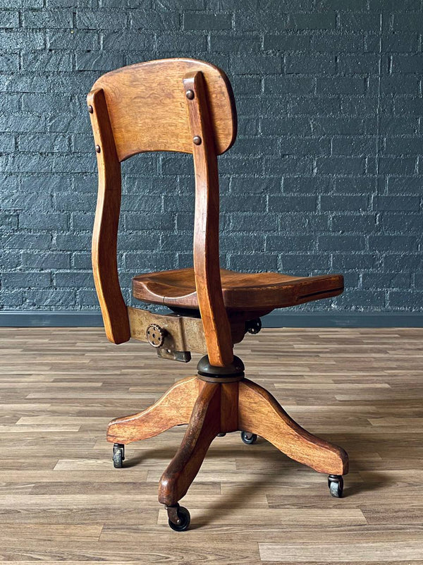 American Maple Swivel Banker’s or Typist Office Chair, c.1950’s