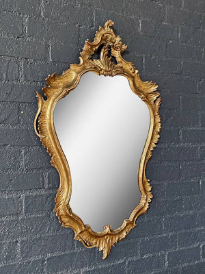 Italian Rococo Style Giltwood Mirror w/ Carved Acanthus Leaves, c.1950’s