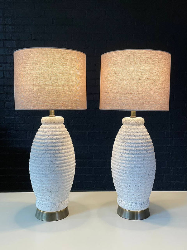 Pair of Mid-Century Modern Gesso & Brass Accent Table Lamps, c.1960’s