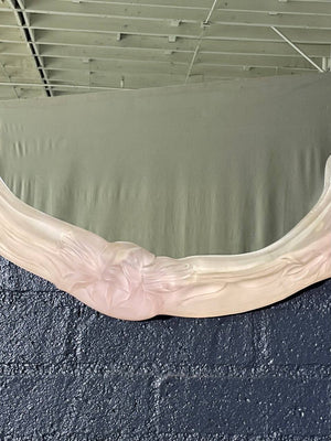 Vintage Art Nouveau Style Frosted Pink Lucite Figural Women Mirror, c.1980’s