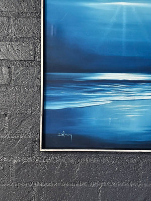 Vintage Blue Horizon Seascape Oil Painting by Delmary - Signed Original