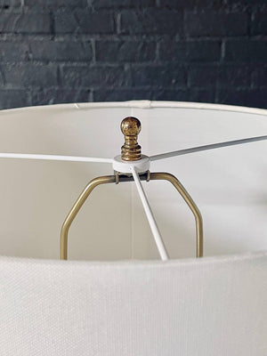 Mid-Century Sculptural Spiral Glazed & Polished Brass Table Lamp, c.1970’s